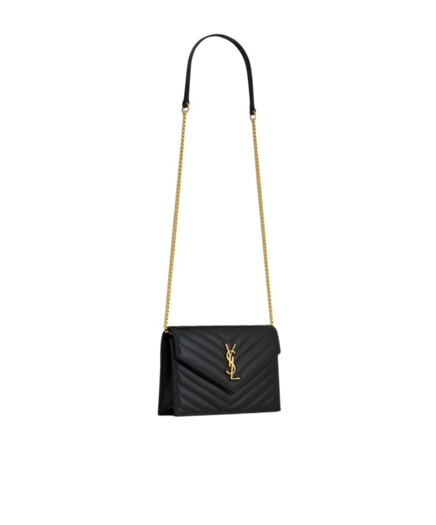 SAINT LAURENT CASSANDRE ENVELOPE CHAIN WALLET IN LAMBSKIN