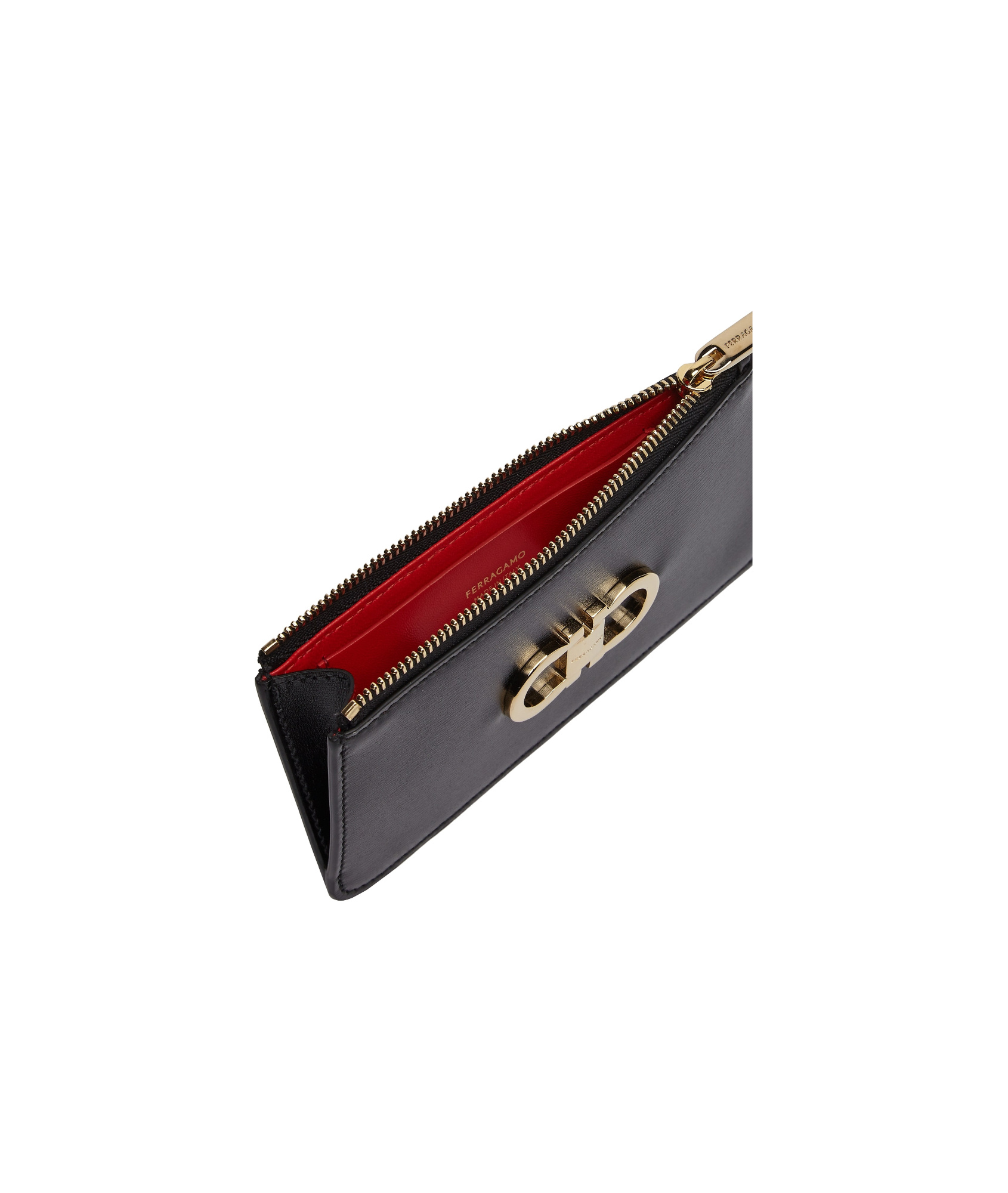 Ferragamo Gancini Leather Cardholder In Black