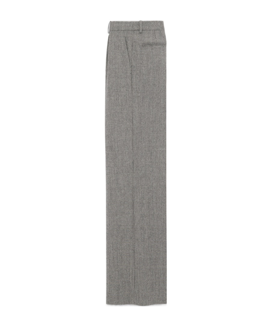 Shop Saint Laurent Flared Pants In Prince Of Wales Flannel In Gray