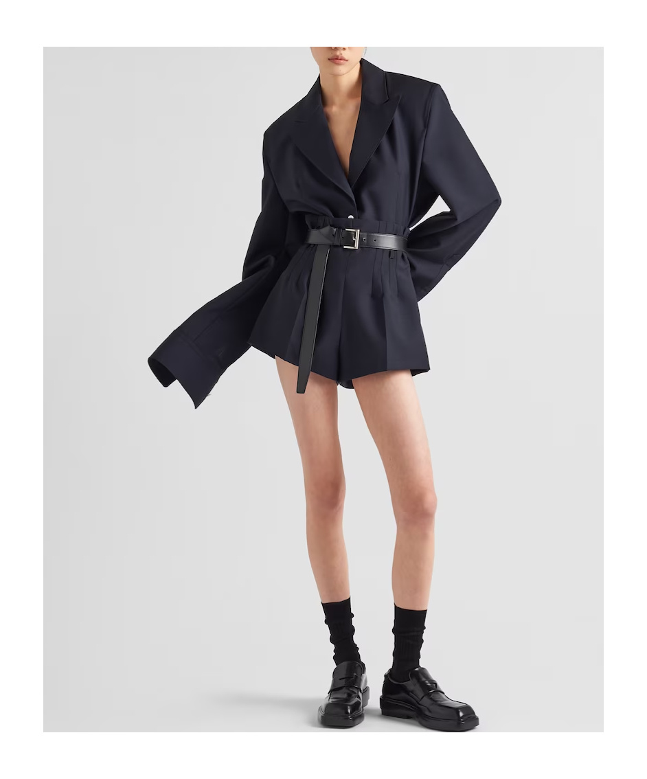 Prada Women Single-breasted Light Mohair Jacket In Blue