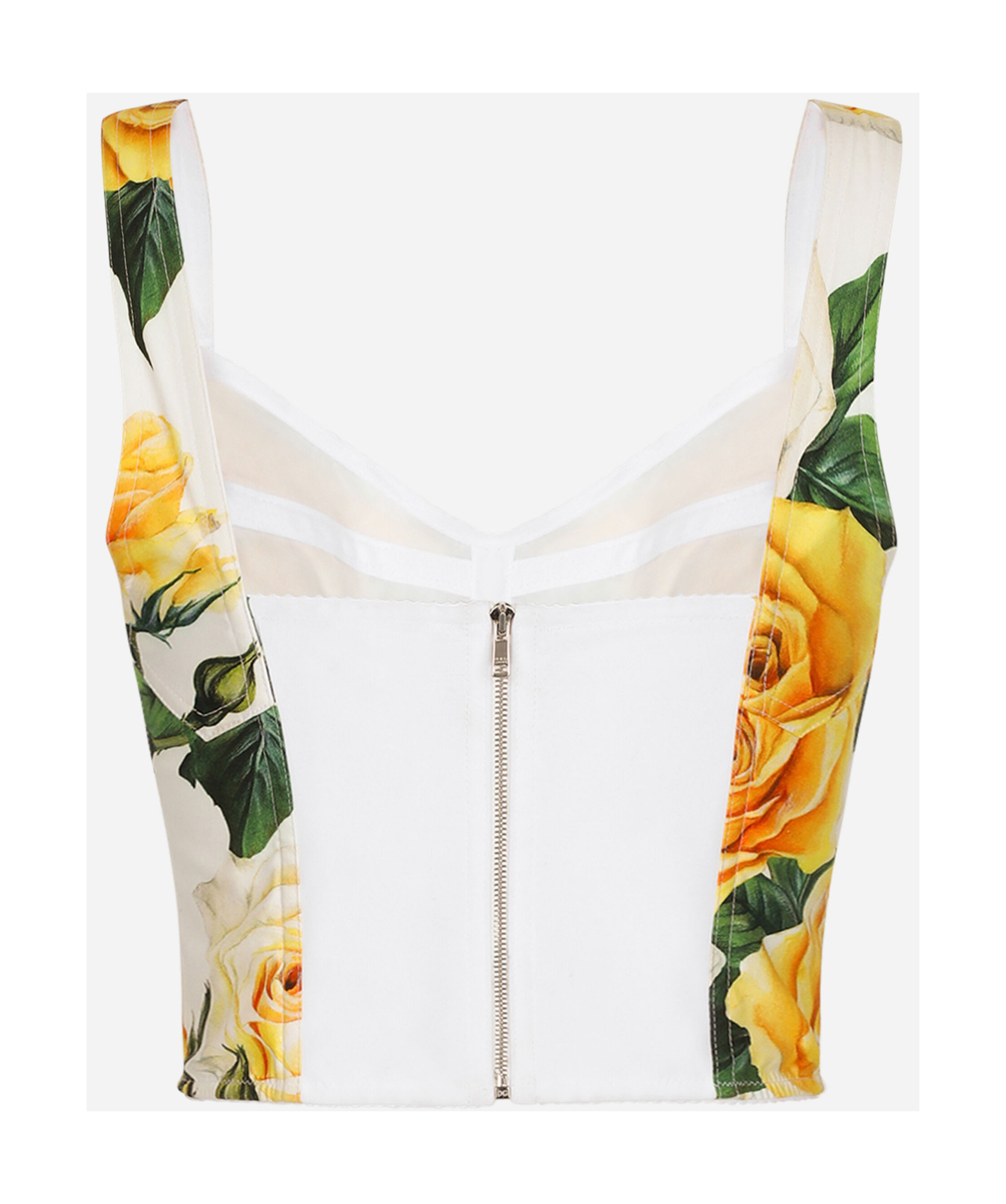Dolce & Gabbana All-over Print Top Bustier In Yellow