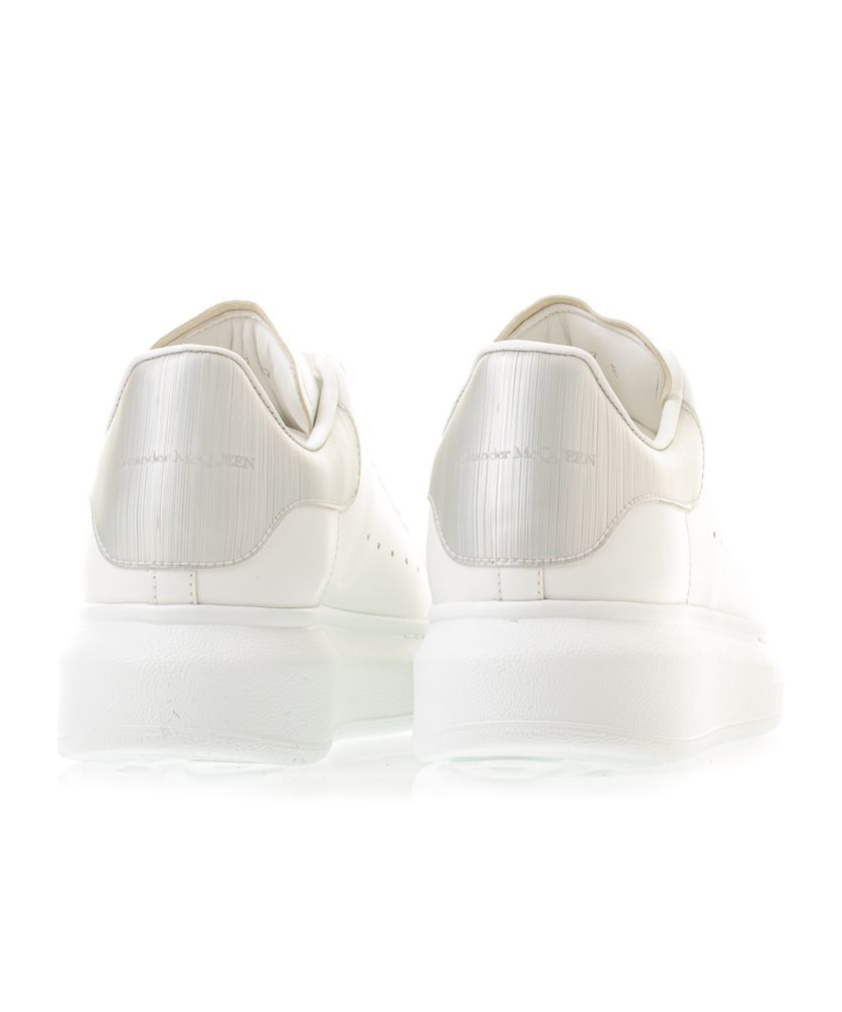 Alexander Mcqueen Oversized Hammered Leather Sneakers In White