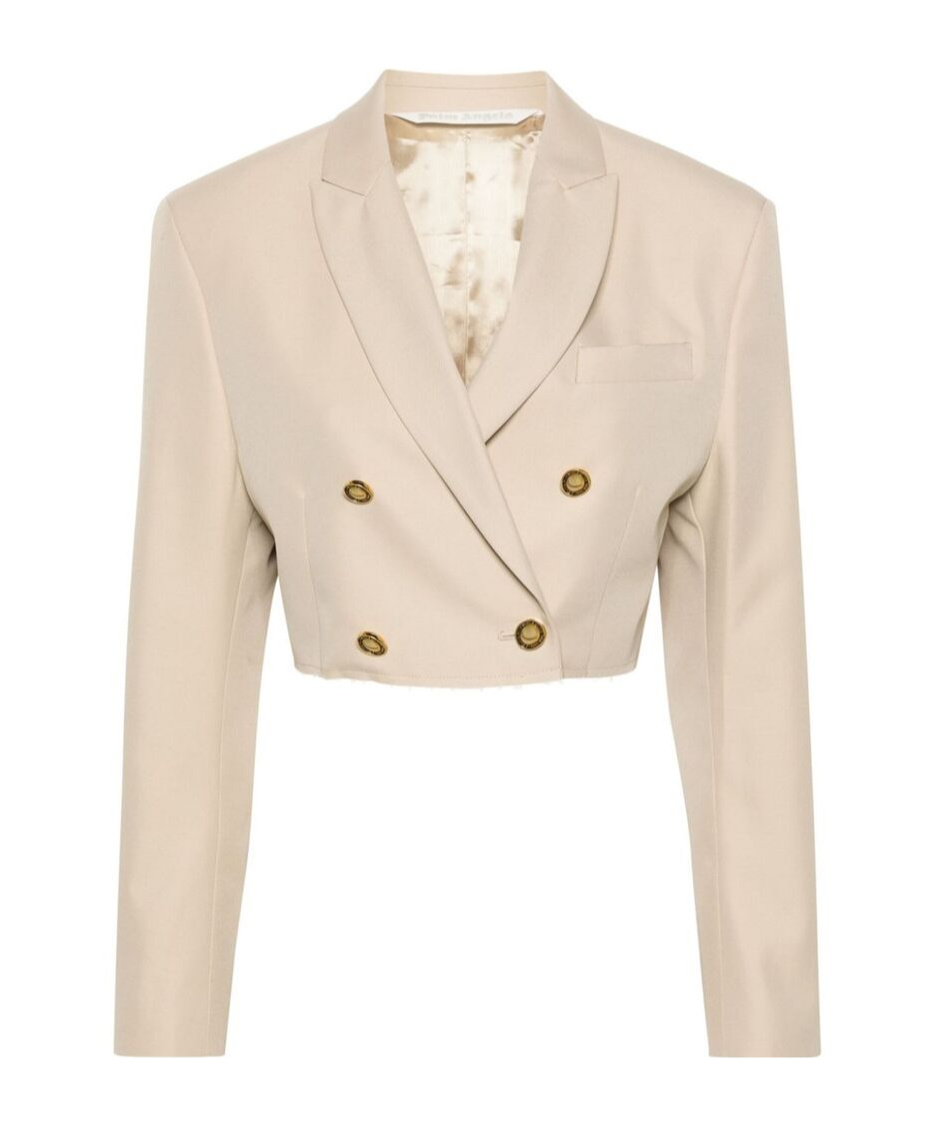 Palm Angels Double-breasted Cropped Blazer In Nude