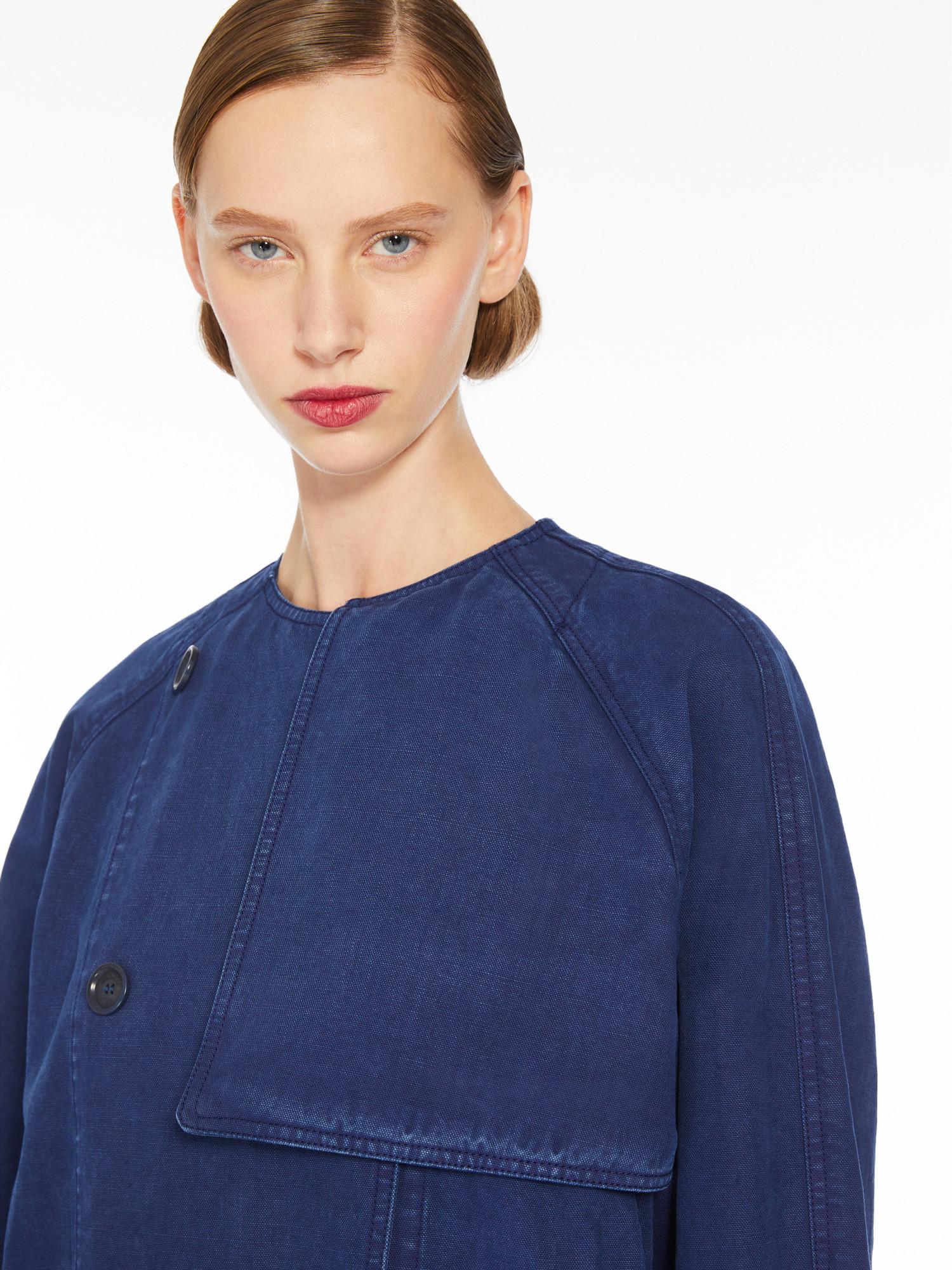 Max Mara Calao Long Denim Trench Coat In Blue