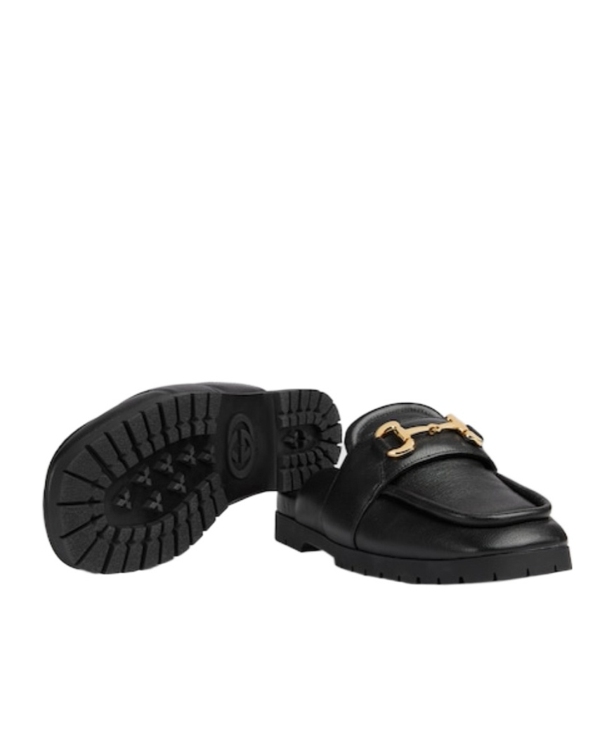 Gucci Airel Leather Horsebit Loafer Mules In Black