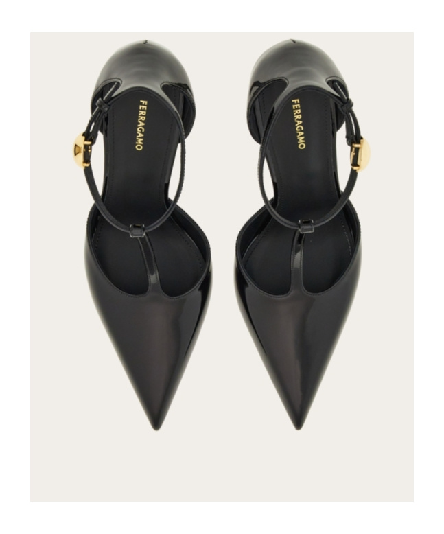 Shop Ferragamo Salvatore T-strap Pointed-toe Pumps In Black