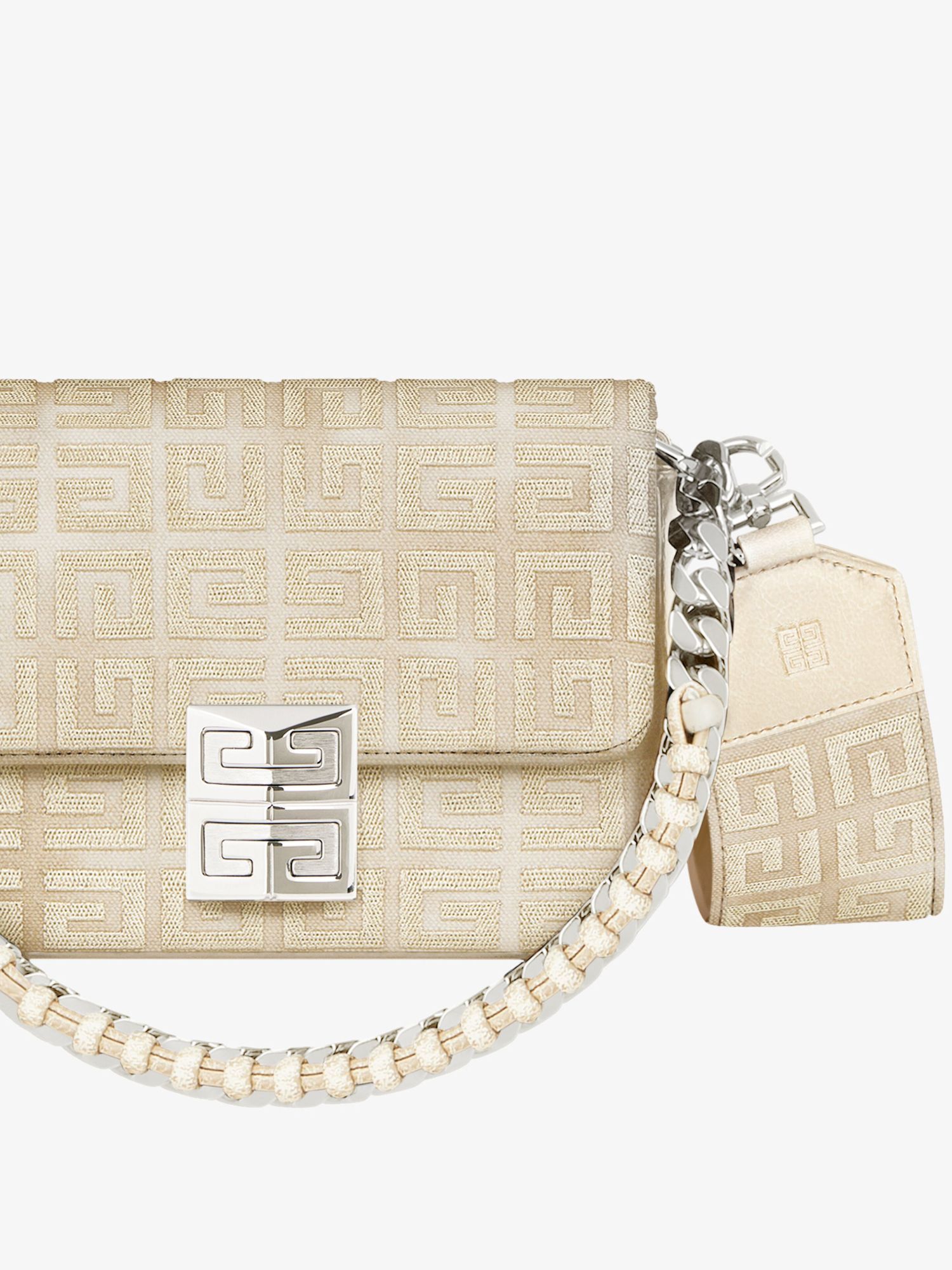 Givenchy Small 4g Bag In Lurex Embroidery With Chain In Nude