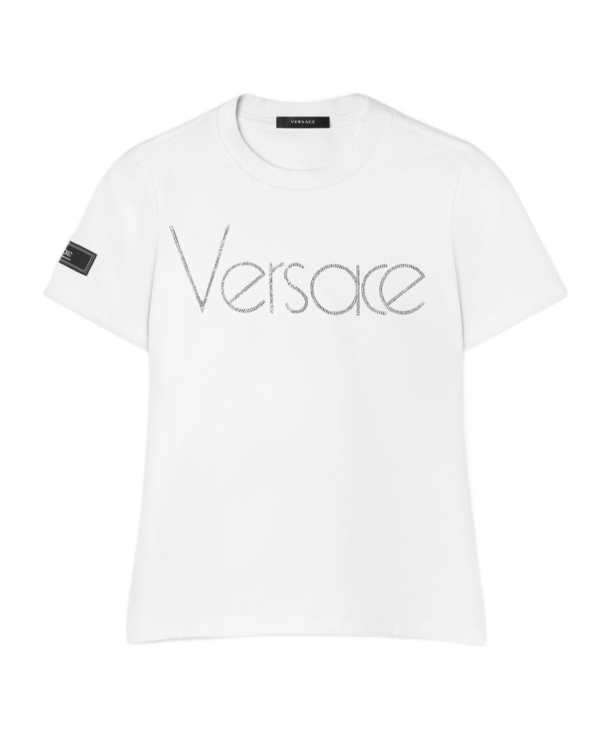 Versace Crystal 1978 Logo T-shirt In White