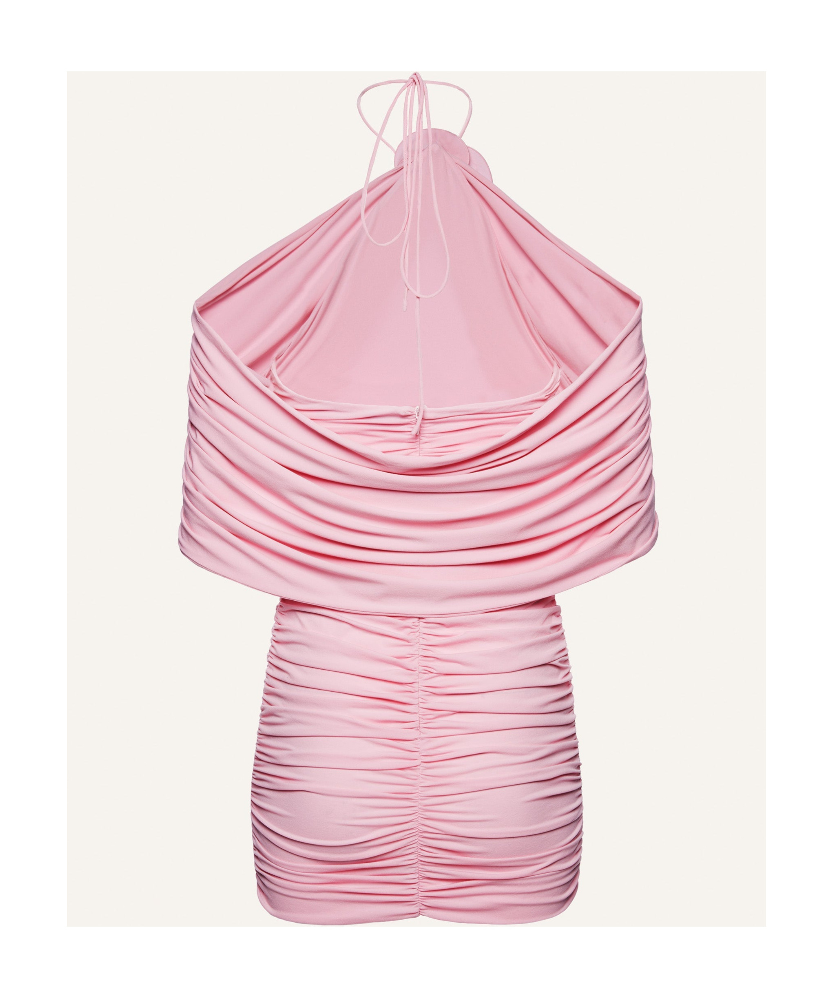Magda Butrym Mini Pink Dress With Cape And Rose Patch In Stretch Polyamide Woman In Pink