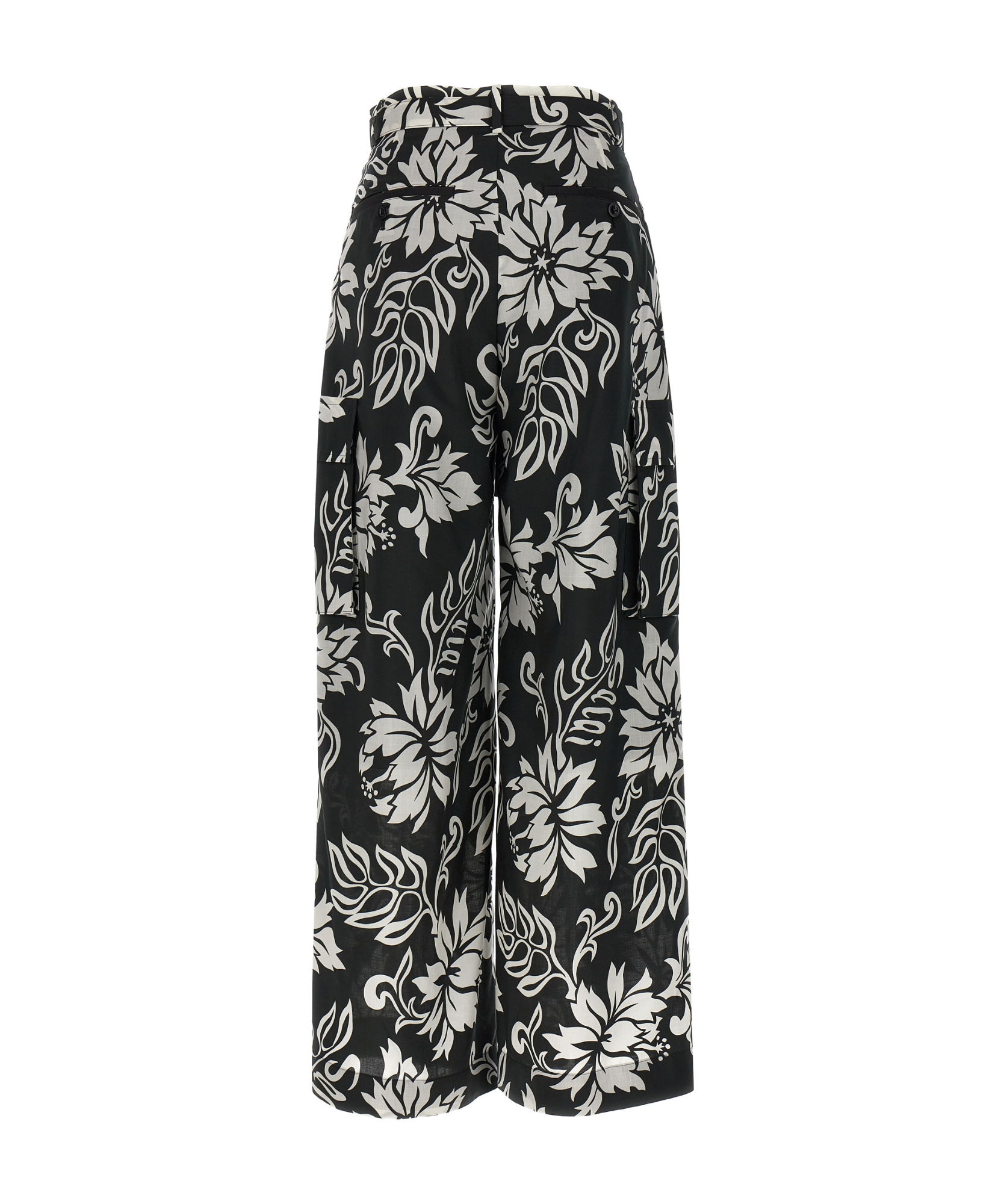 Shop Sacai Floral-print Cargo Trousers In Black