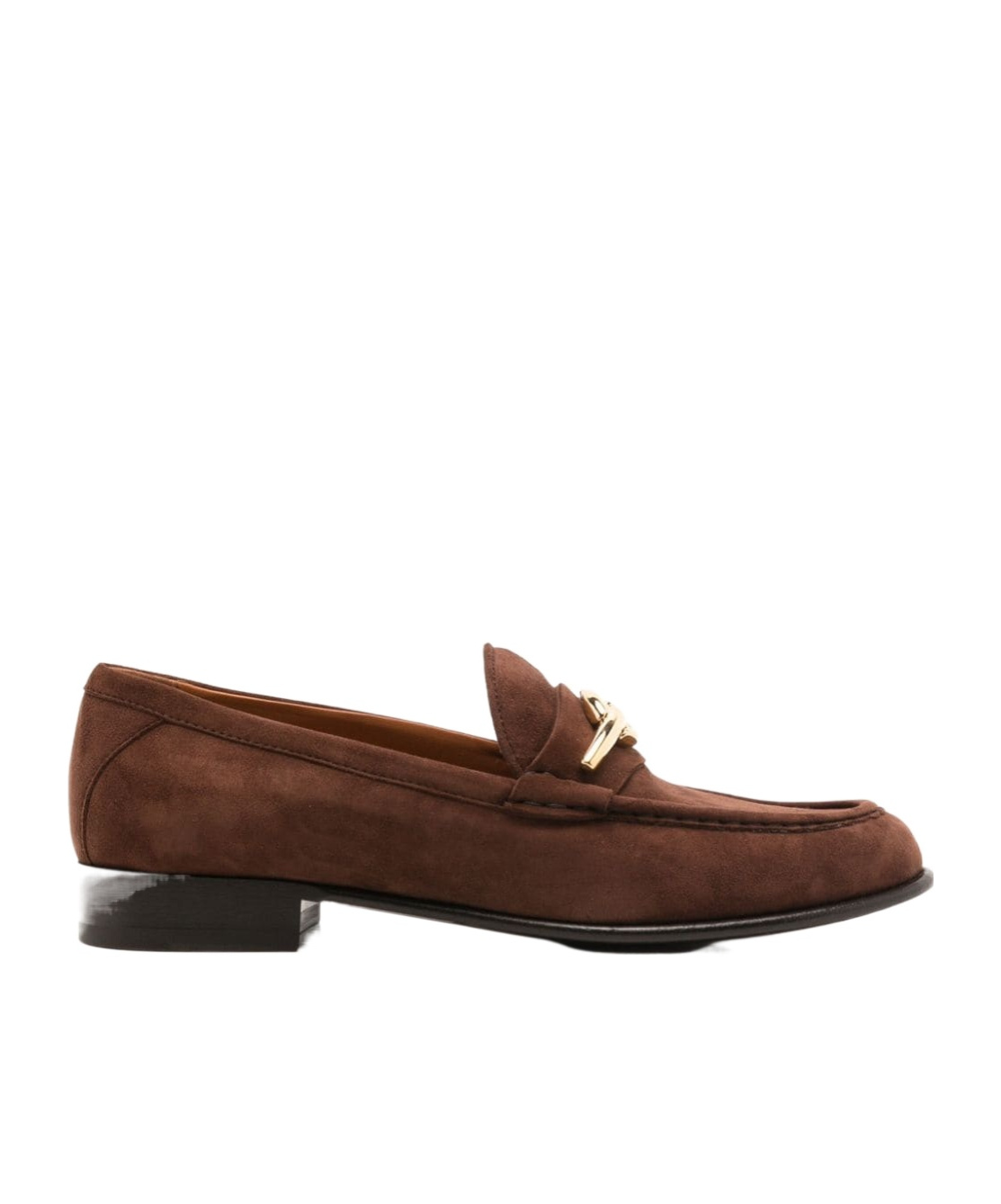 Valentino Vlogo Gate Embellished Suede Loafers In Brown