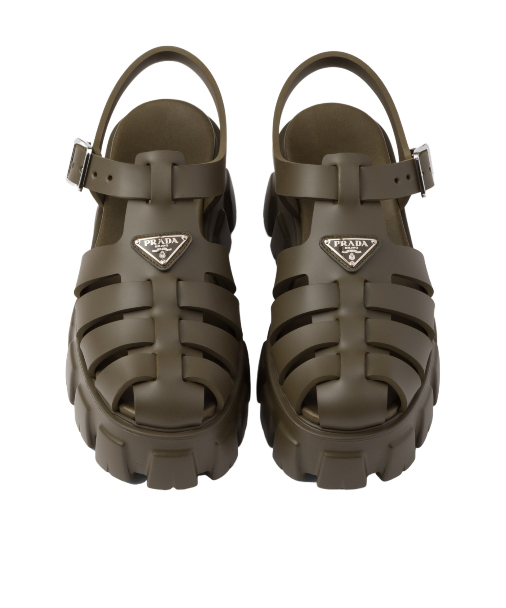 Shop Prada Foam Rubber Sandals In Green