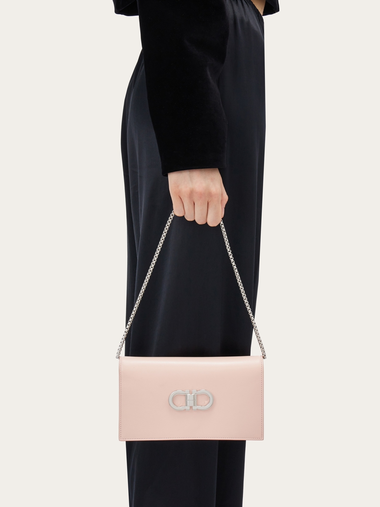 Ferragamo Double Gancini Mini Bag In White