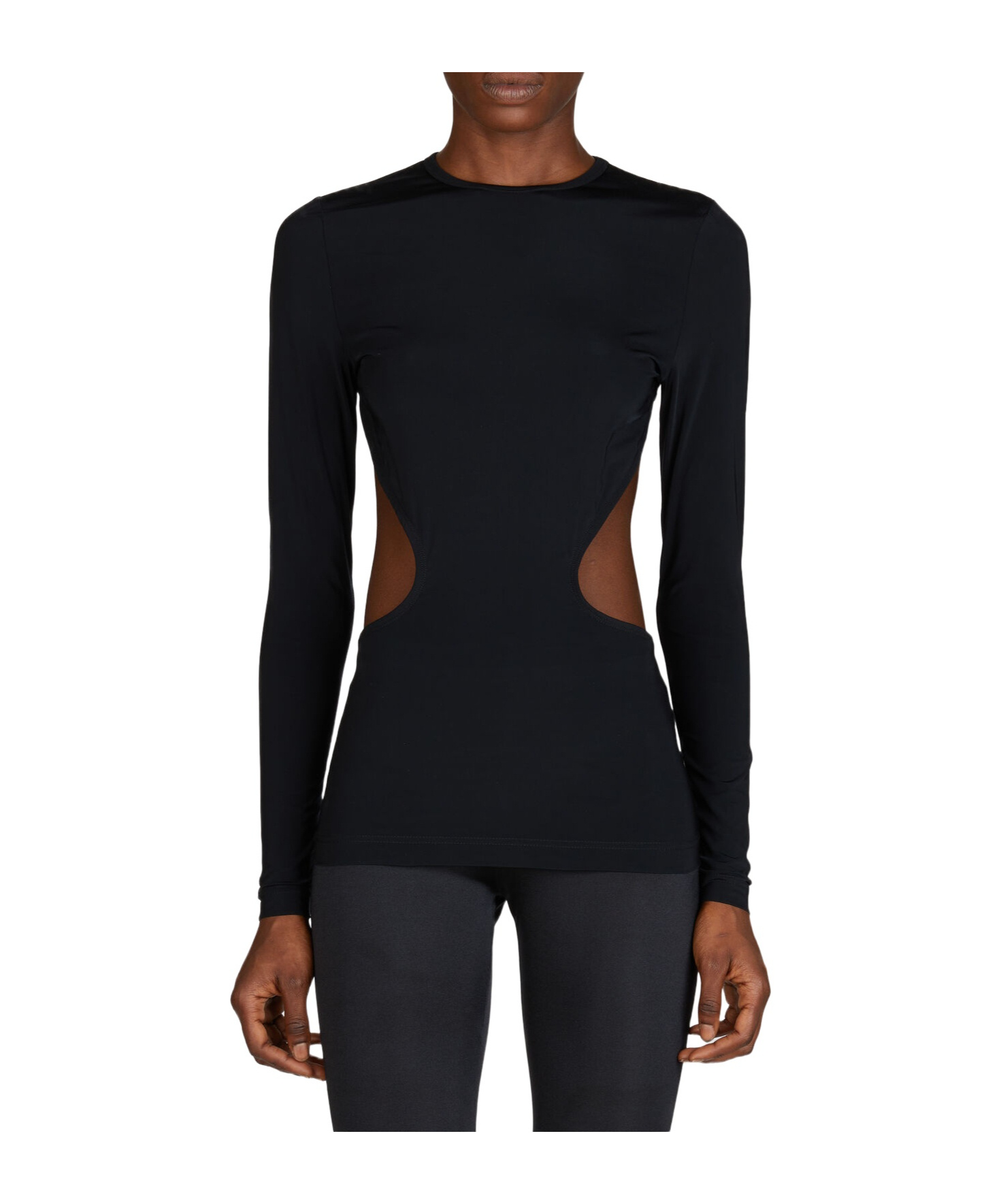 Balenciaga Logo-tag Cut-out Top In Black