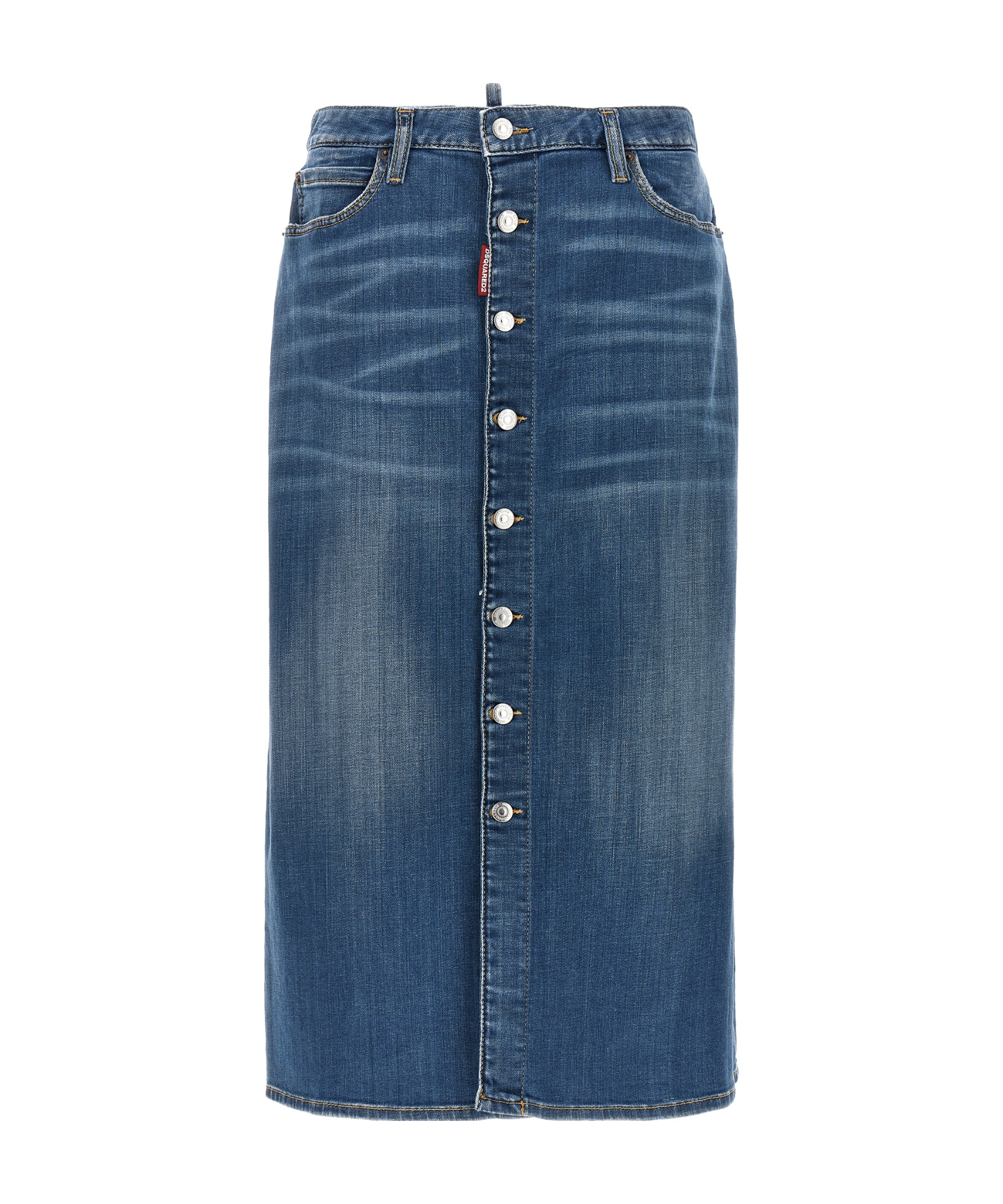 Dsquared2 A-line Midi Denim Skirt In Blue