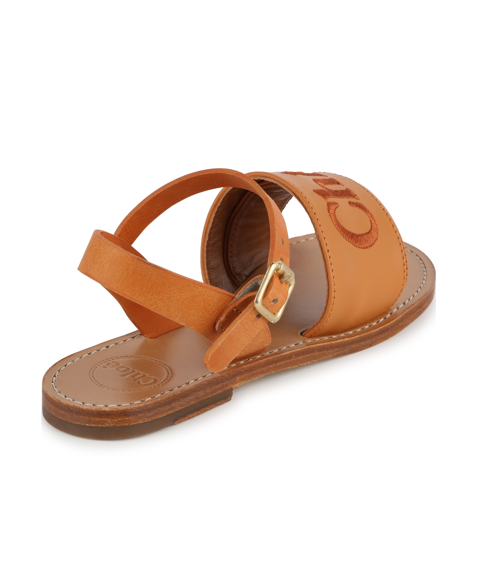 Chloé Girls Leather Logo Sandals In Brown