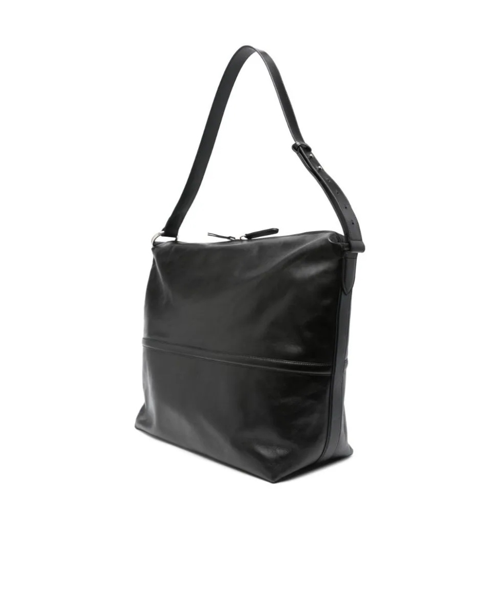 Dries Van Noten Logo Litchi Striped Shoulder Bag In Black