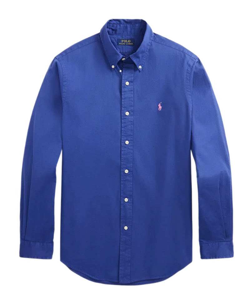 Polo Ralph Lauren Mens Logo Cotton Button-down Shirt In Blue