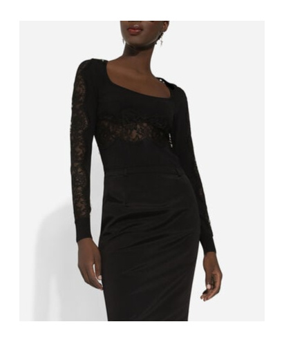Dolce & Gabbana Viscose Sweater With Lace Inserts In Black