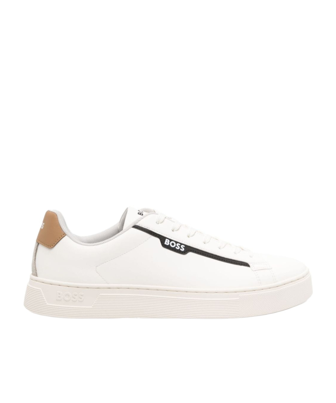 Hugo Boss Rhys Tenn Lace-up Leather Sneakers In White
