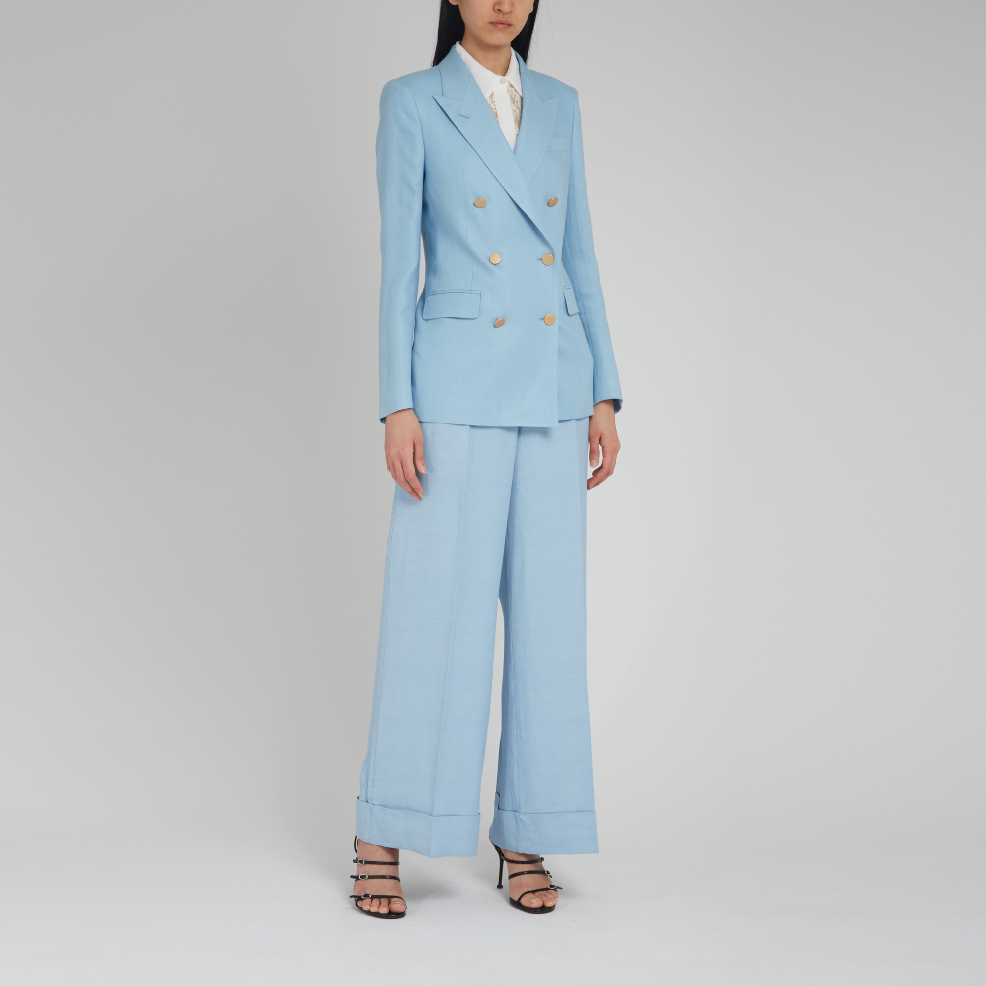 Tagliatore Long-sleeved Double-breasted Suit Jacket In Blue