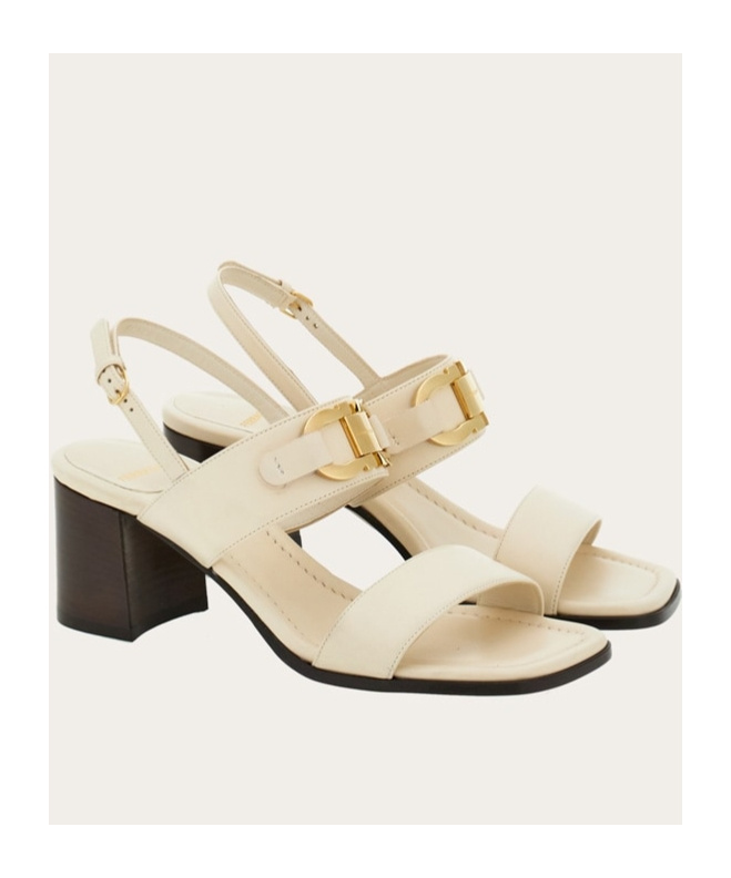 Ferragamo 55mm Gancini-buckle Leather Sandals In Nude