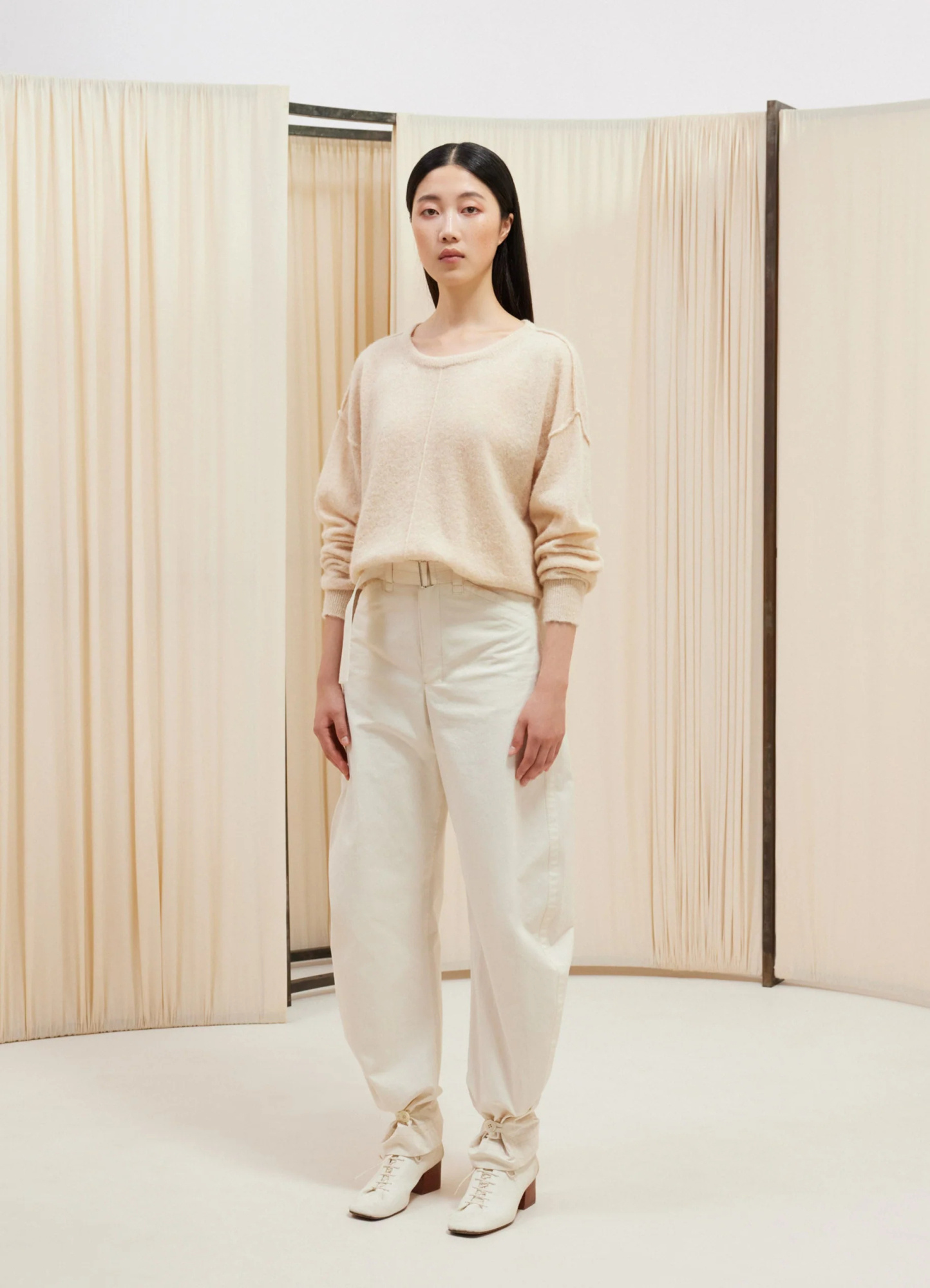 Lemaire Seam-detail Knit Jumper In Nude
