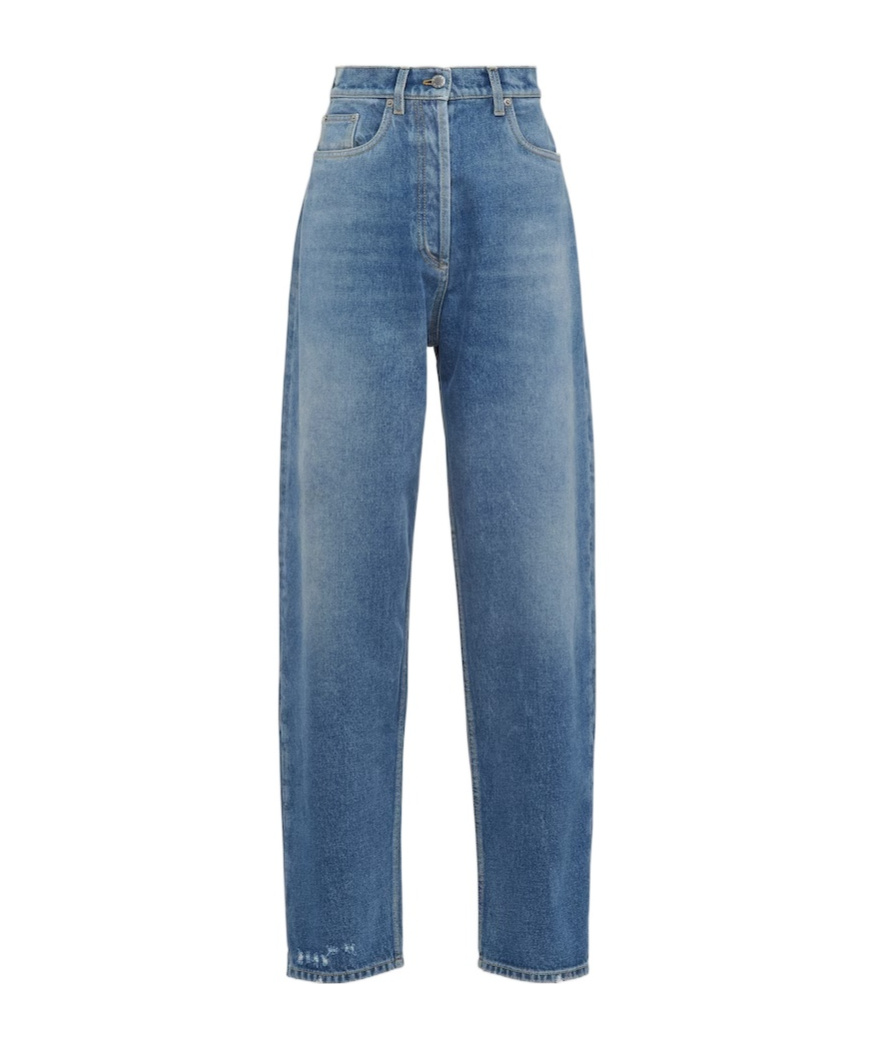 Prada High-rise Straight-leg Jeans In Medium Blue