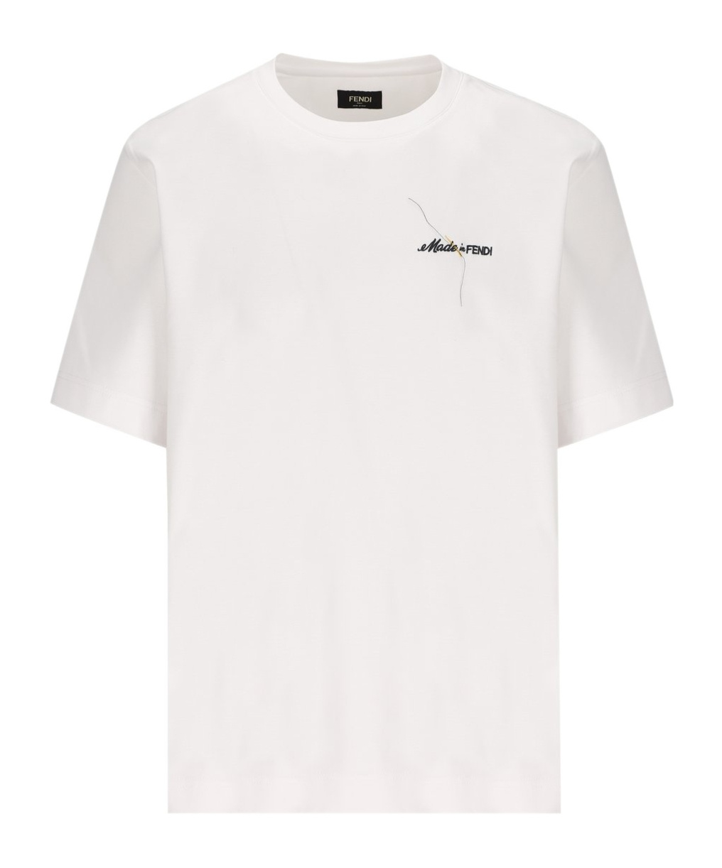 Fendi Logo-embroidered T-shirt In White