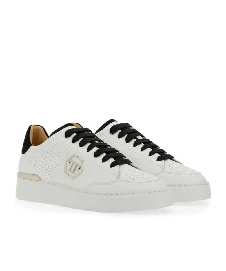 PHILIPP PLEIN MONOGRAM LEATHER SNEAKERS