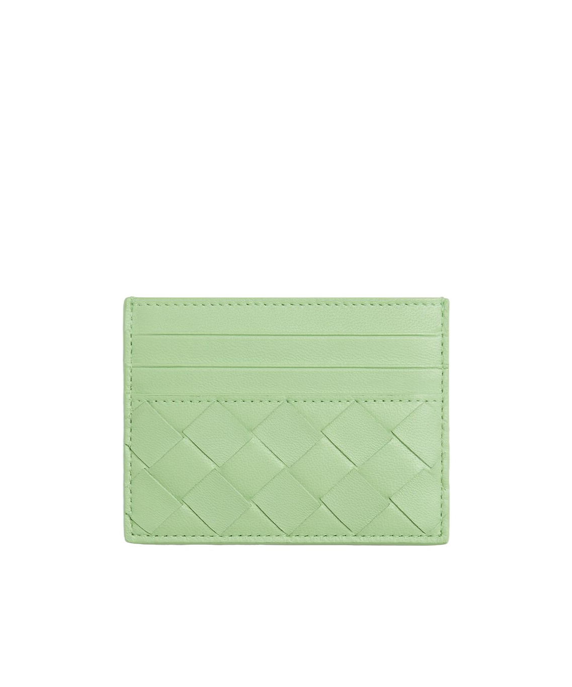 Shop Bottega Veneta Intreccio Leather Cardholder In Green