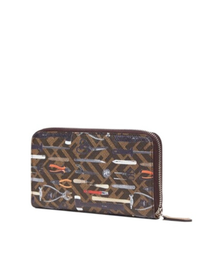 Fendi Ff Zipper Wallet In Brown