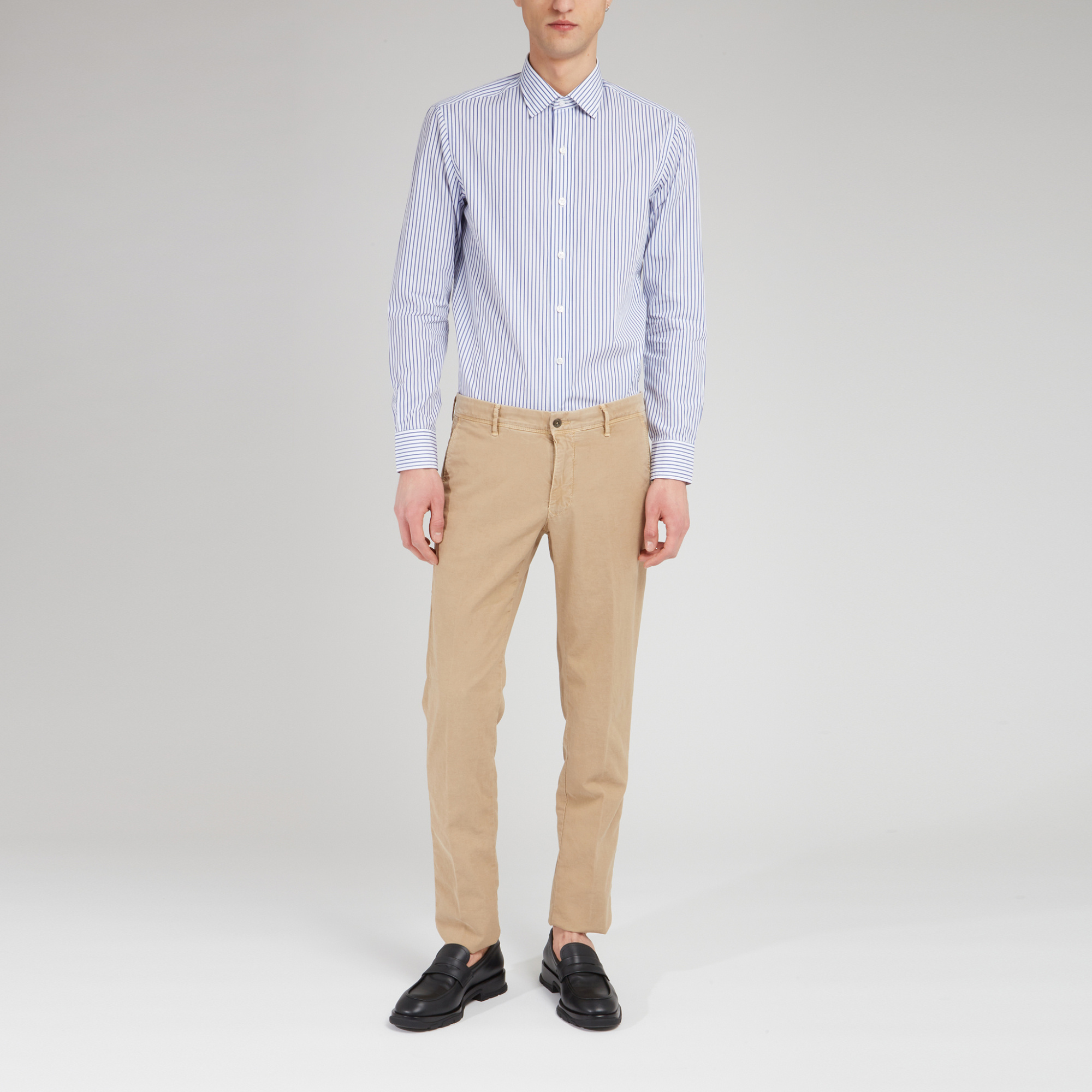 Salvatore Piccolo Striped Long-sleeved Shirt In White