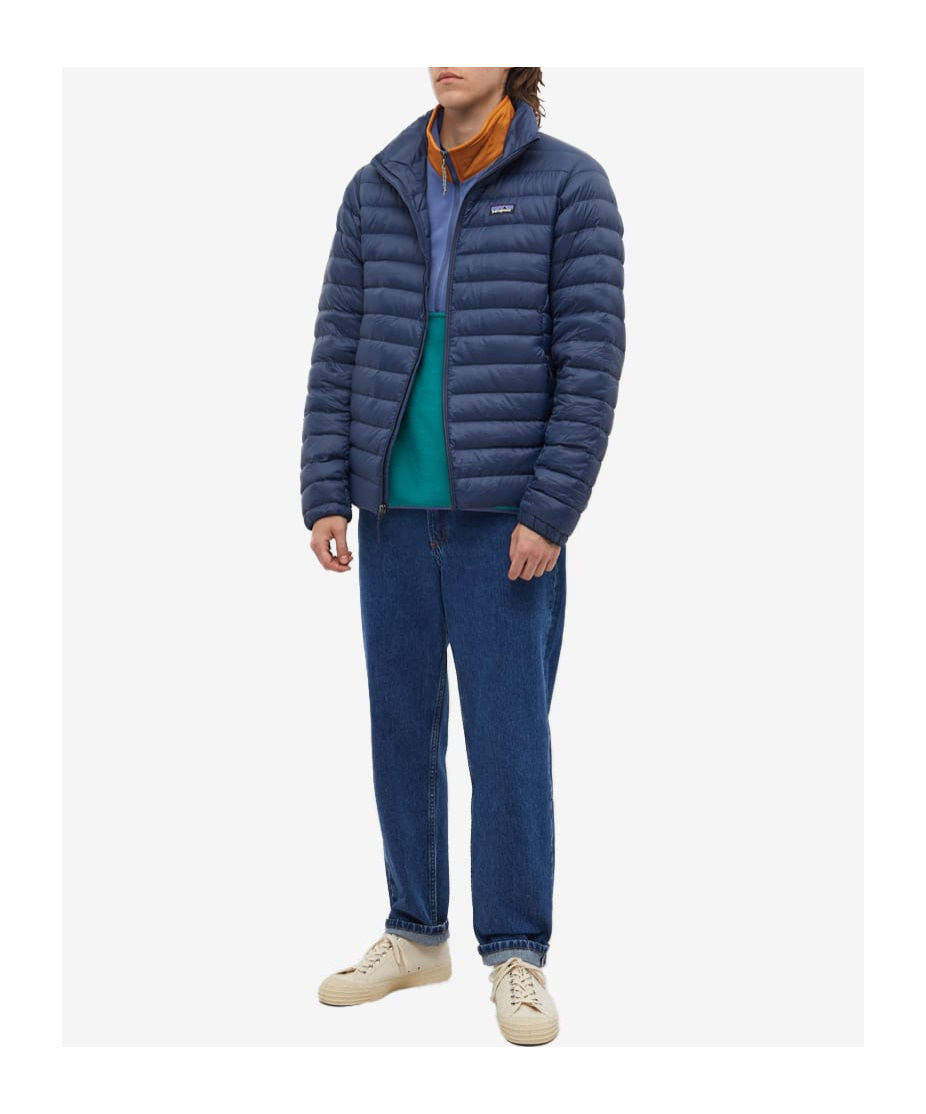 Patagonia Logo-patch Feather-down Jacket In Blue