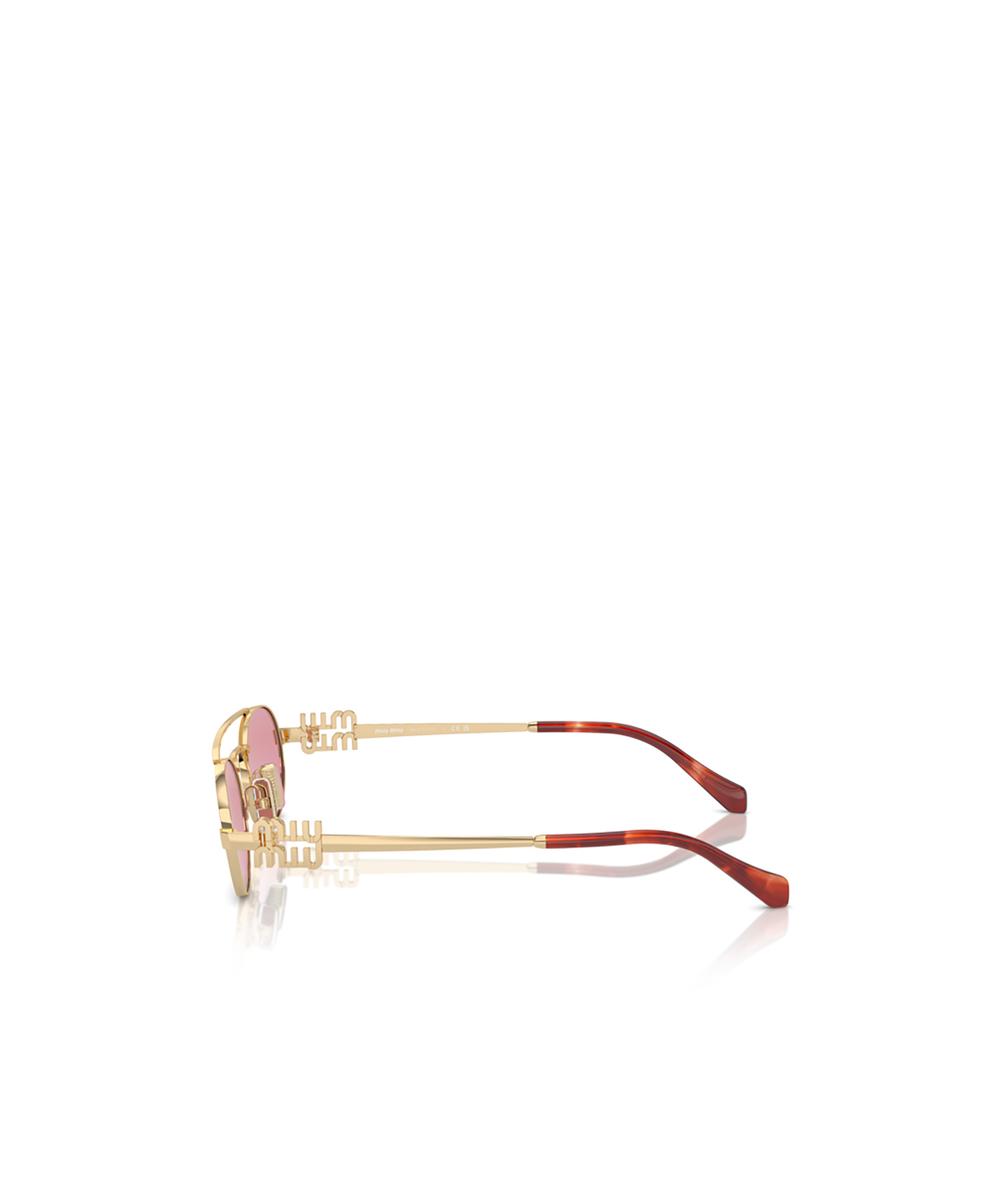 Miu Miu Logo-lettering Oval-frame Sunglasses In Pink