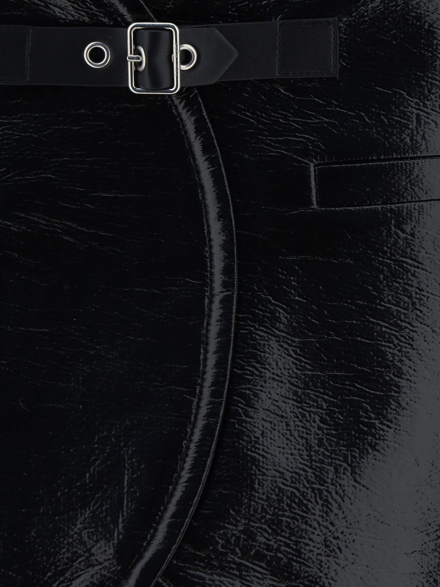 Courrèges Ellipse Laminated Miniskirt In Black