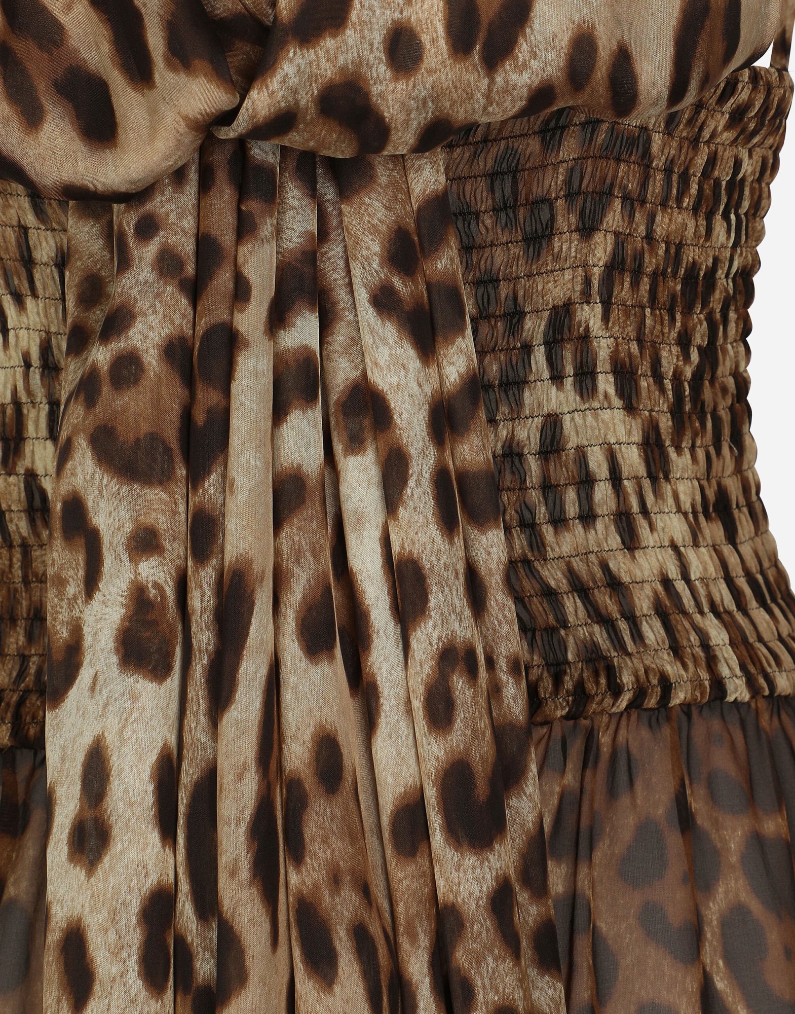 Dolce & Gabbana Leopard-print Halterneck Silk Gown In Brown