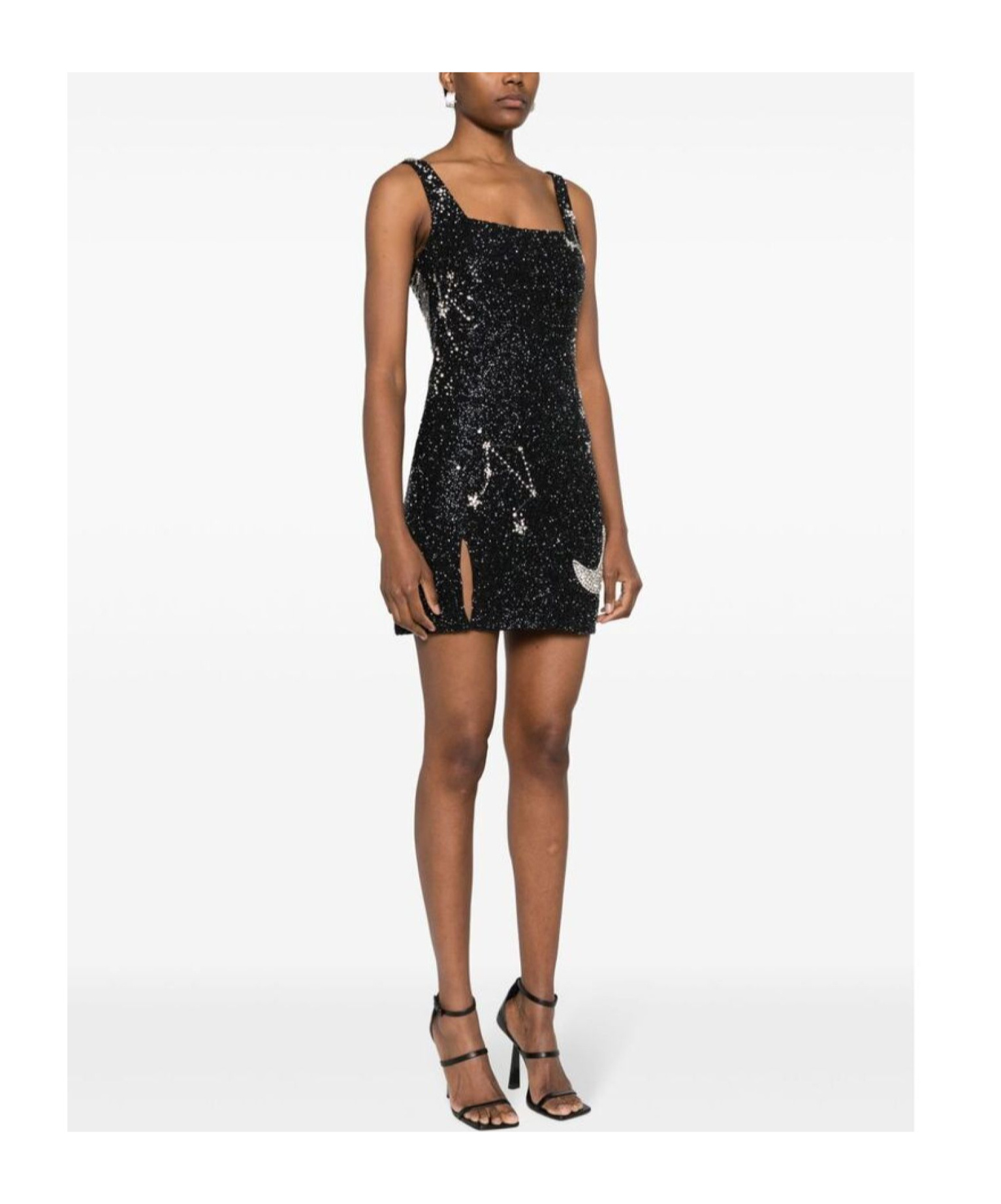Staud Mini Dress With Constellation Pattern And Slit In Black