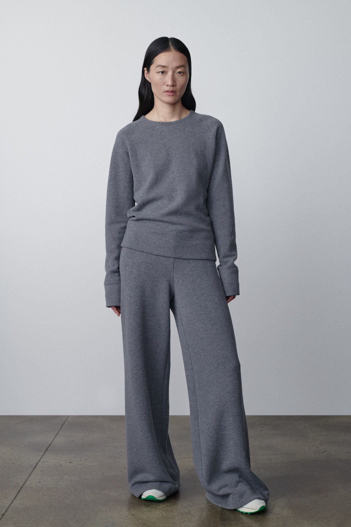 Shop The Row Wide-leg Wool Trousers In Gray