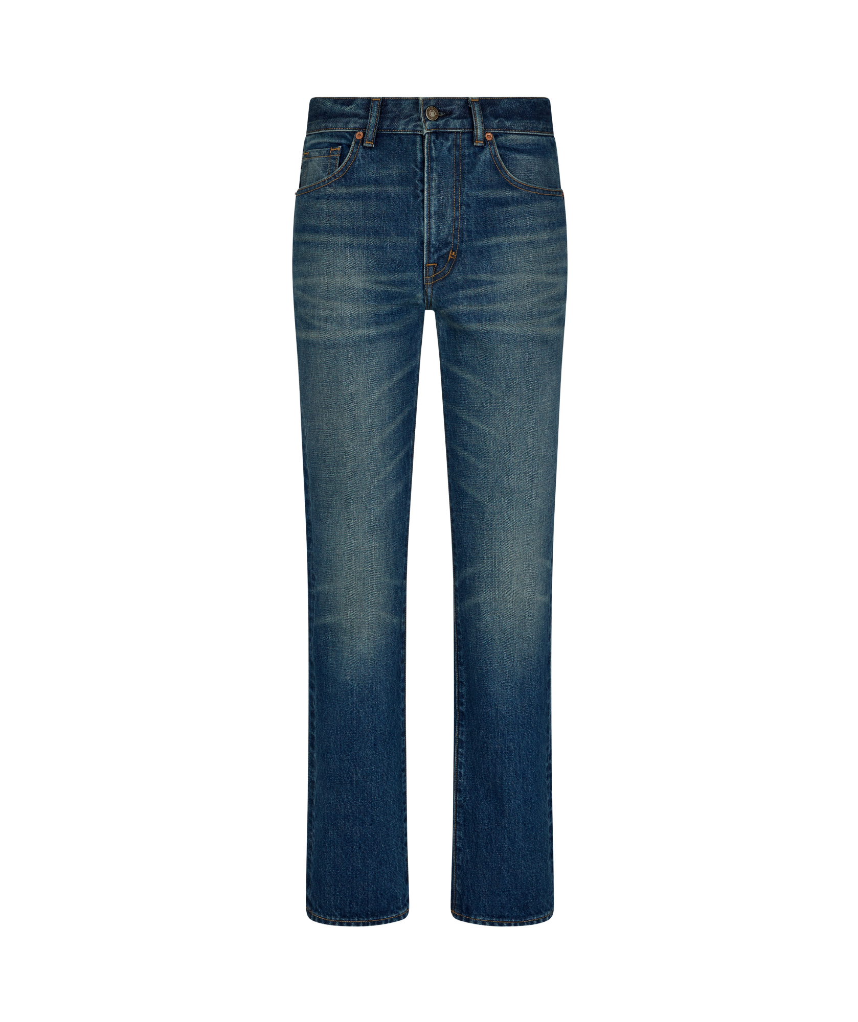 Tom Ford Logo Patch Straight-leg Jeans In Blue