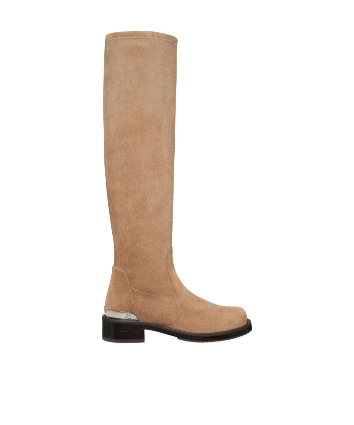 Stuart Weitzman Mercer Bold Suede Knee Boots In Nude