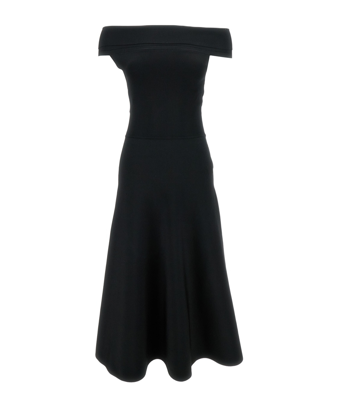Fabiana Filippi Maxi Black Dress With Flared Skirt In Viscose Blend Woman In Black