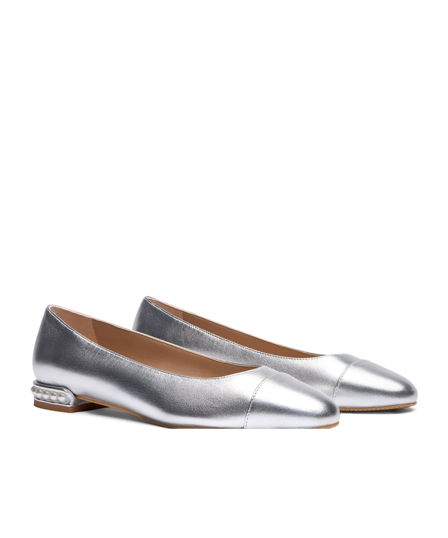 Stuart Weitzman Pearl-detail Leather Ballerina Shoes In White