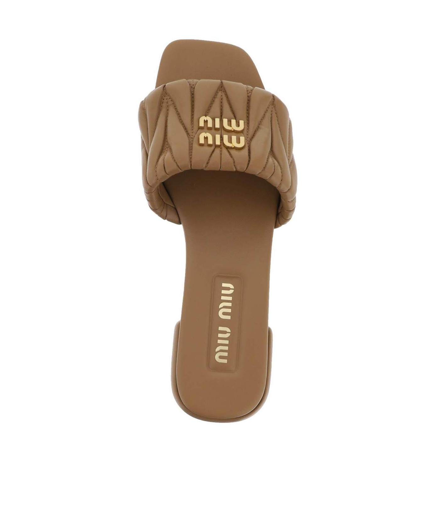 MIU MIU MATELASSÉ NAPPA LEATHER SLIDES