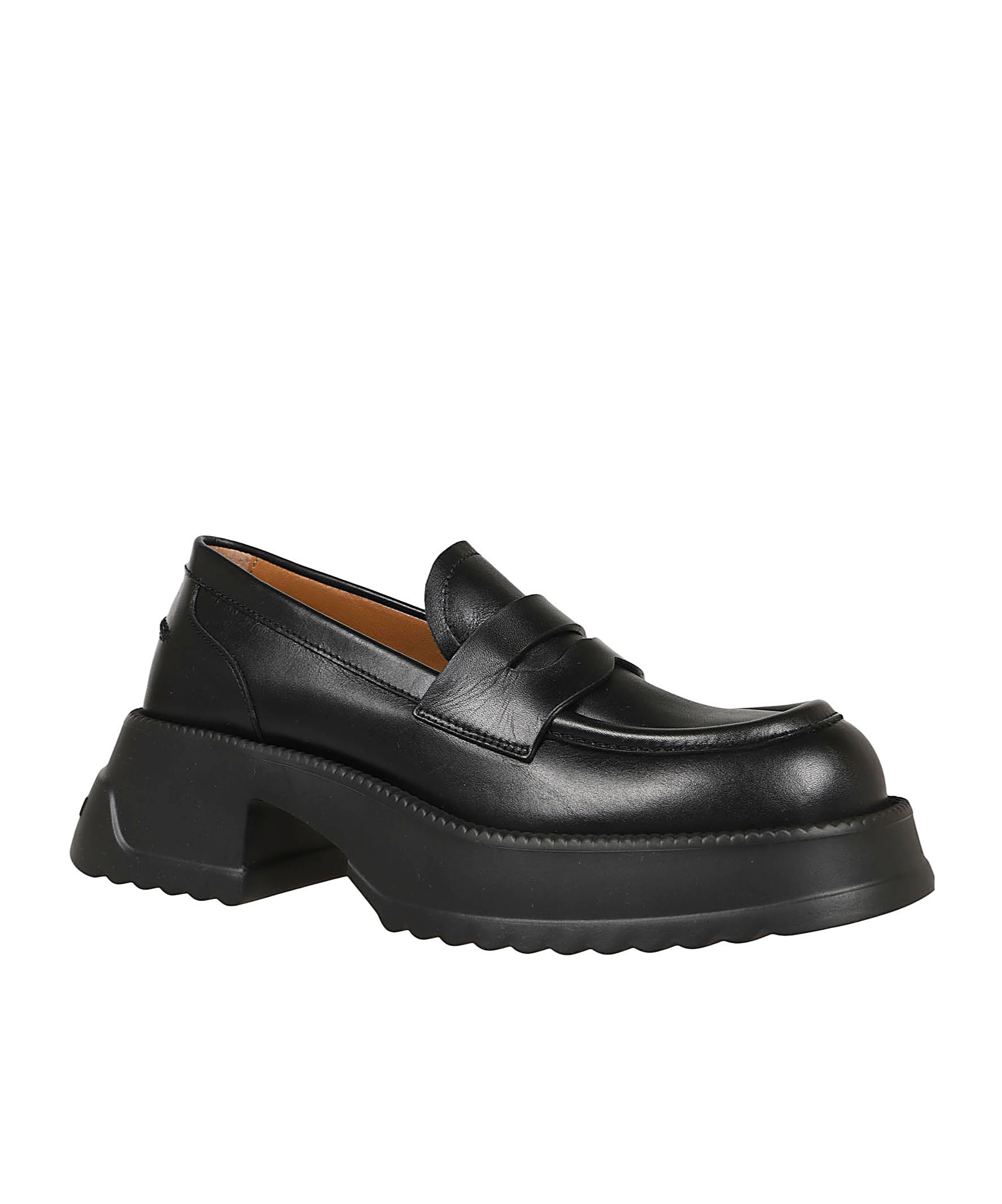 MARNI BLACK LEATHER LOAFER WITH PLATFORM SOLE