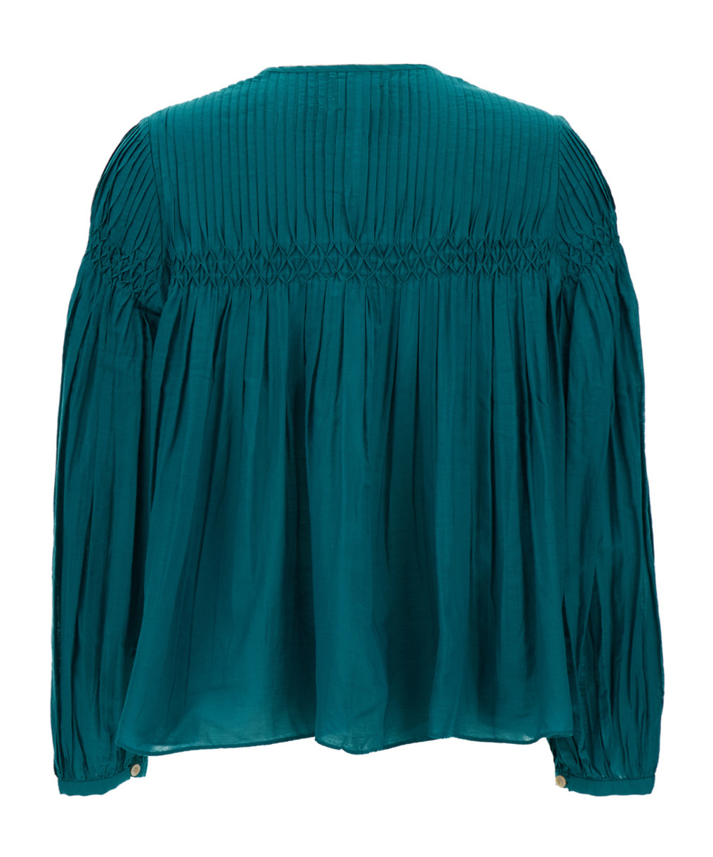 Shop Isabel Marant Étoile Plalia Pleated Blouse In Green