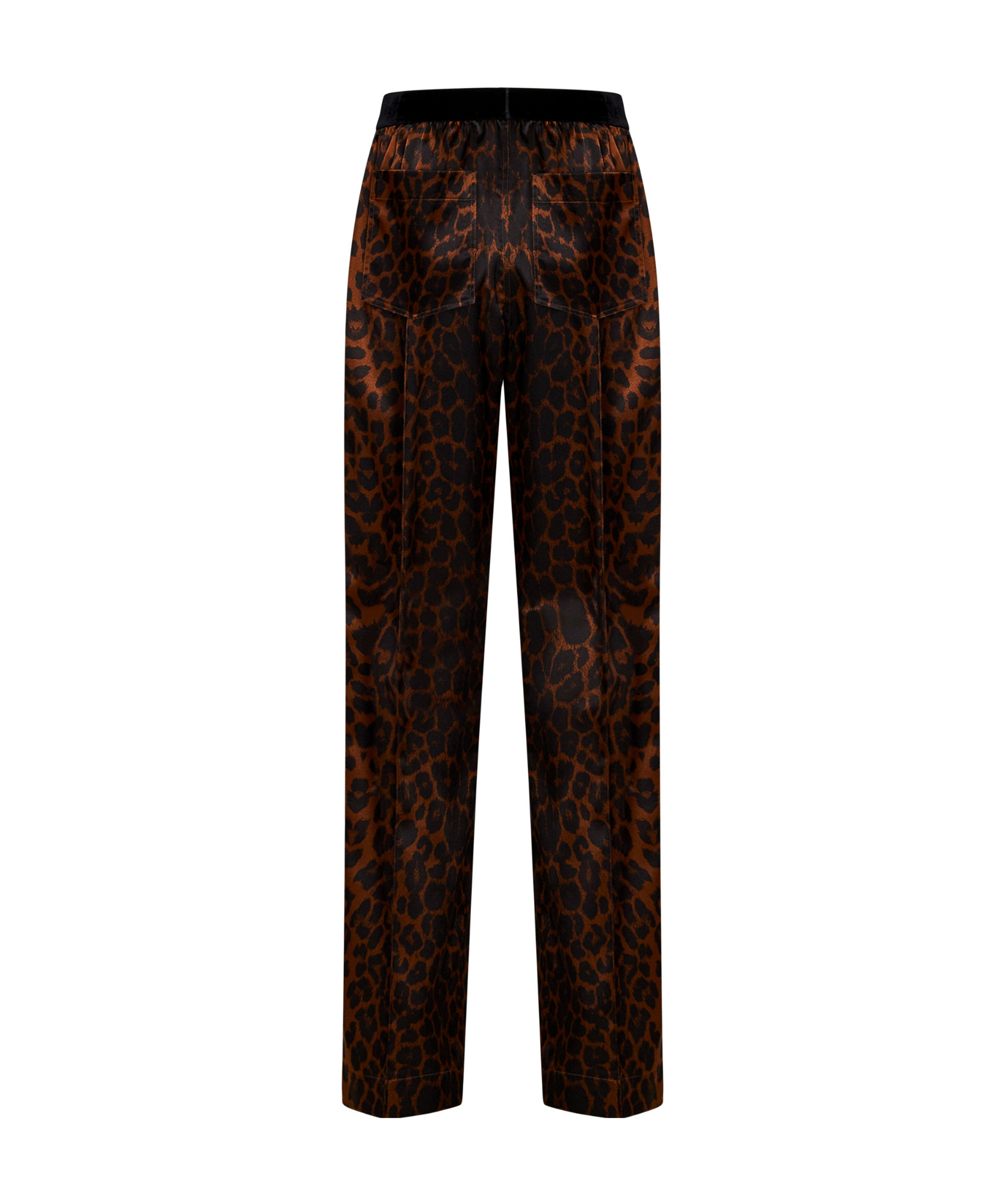 Tom Ford Tomford Trs Trck Pnts Elstc Logo Slk Leopard Prnt Satin In Black