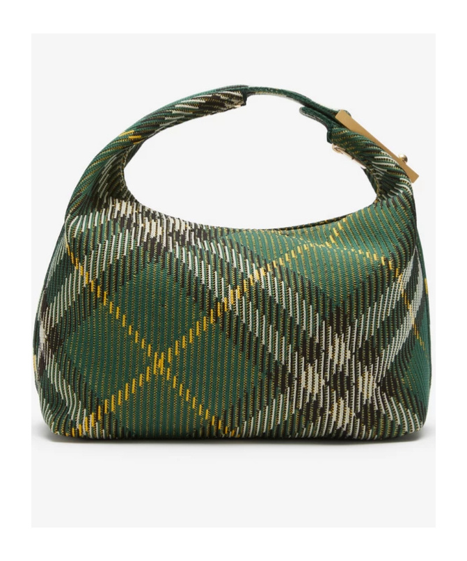 Shop Burberry Medium Peg Check-pattern Shoulder Bag In Green