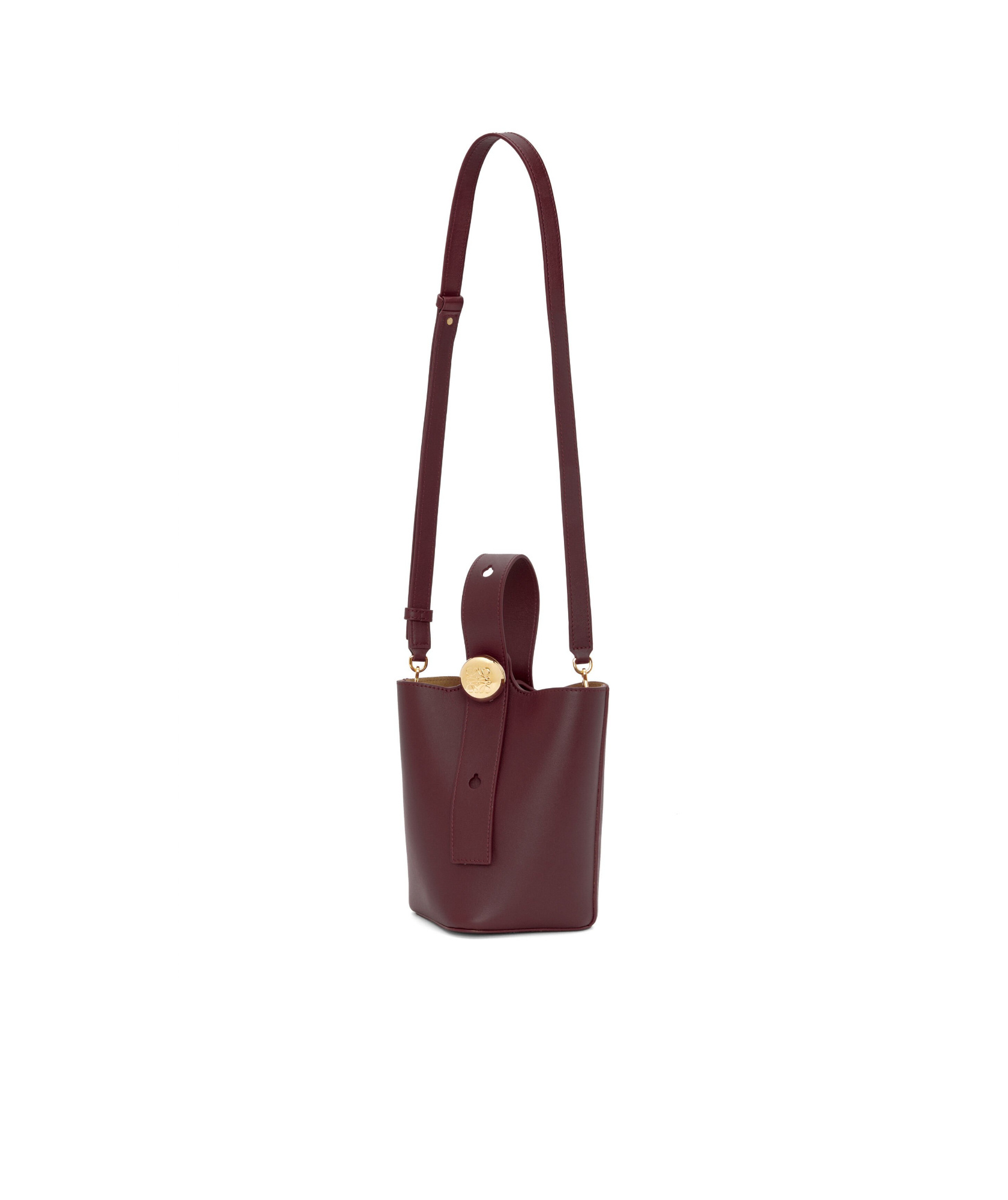 Loewe Mini Pebbled Leather Bucket Bag In Red