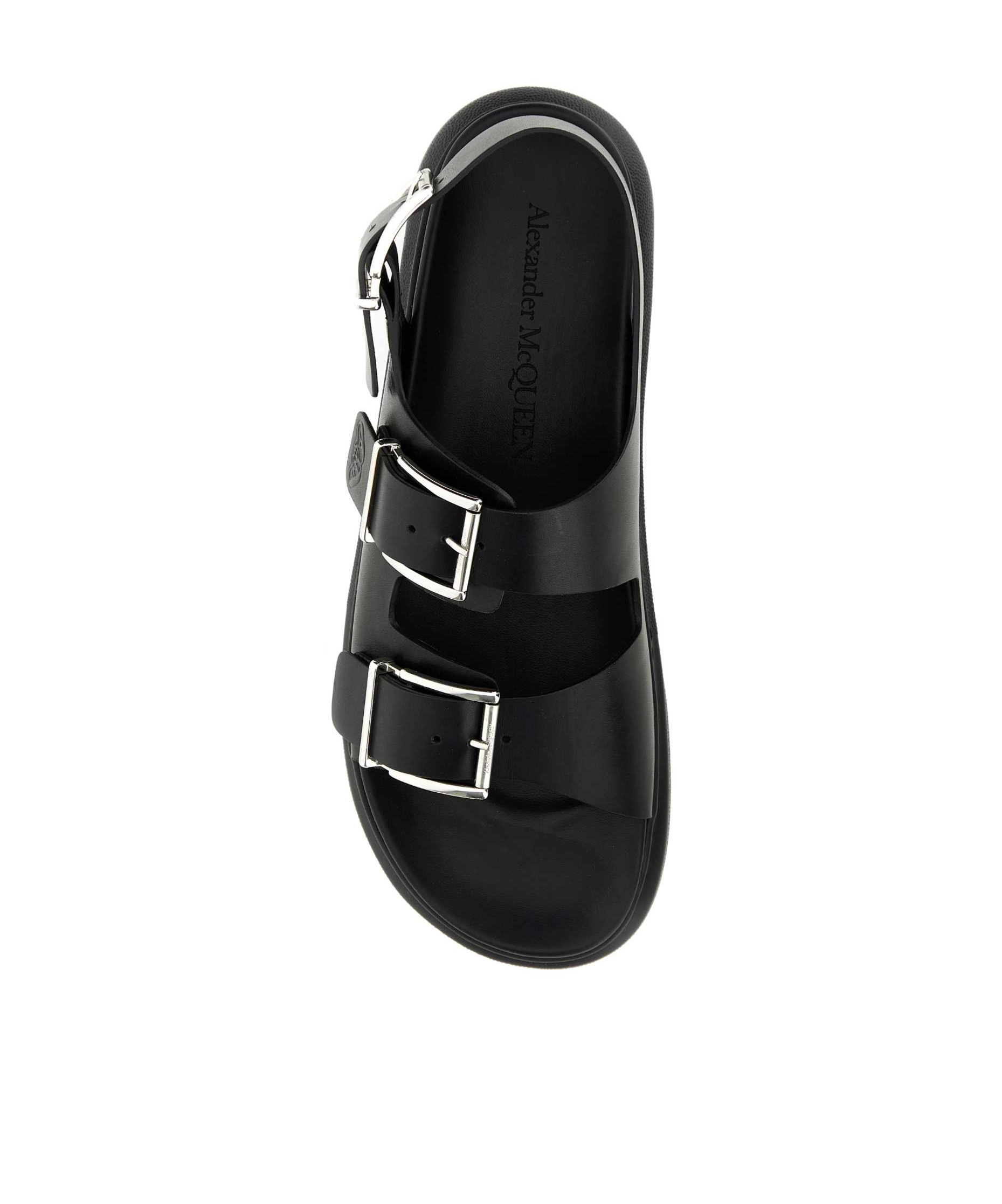 Alexander Mcqueen Black Slide Sandals With Embossed Logo In Leather Man In Black